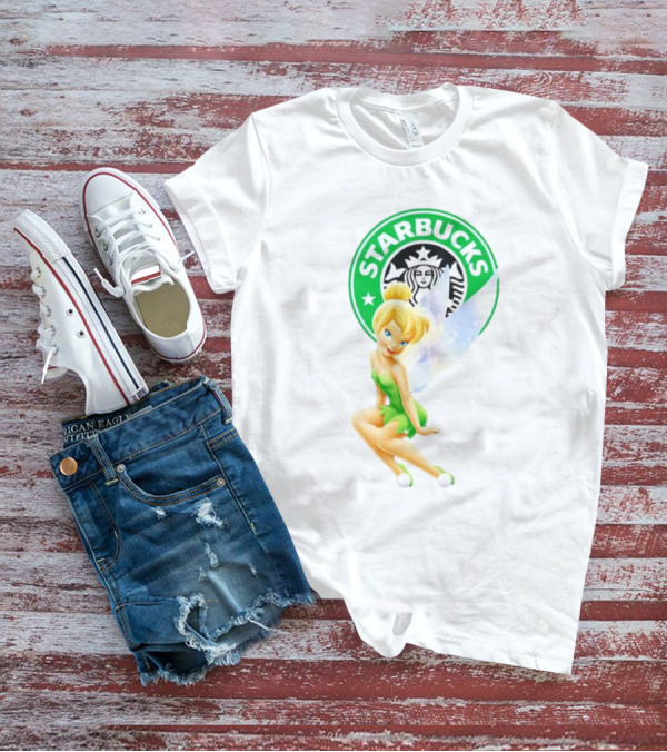 Starbucks Coffee Logo Featuring Tinker Bell Character T-Shirt