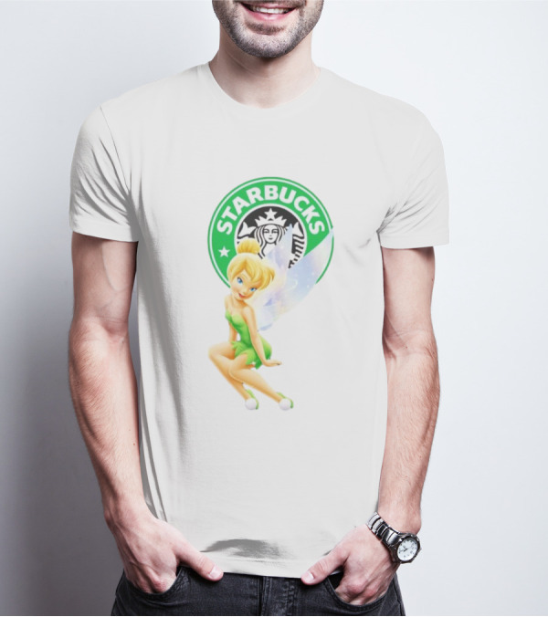 Starbucks Coffee Logo Featuring Tinker Bell Character T-Shirt