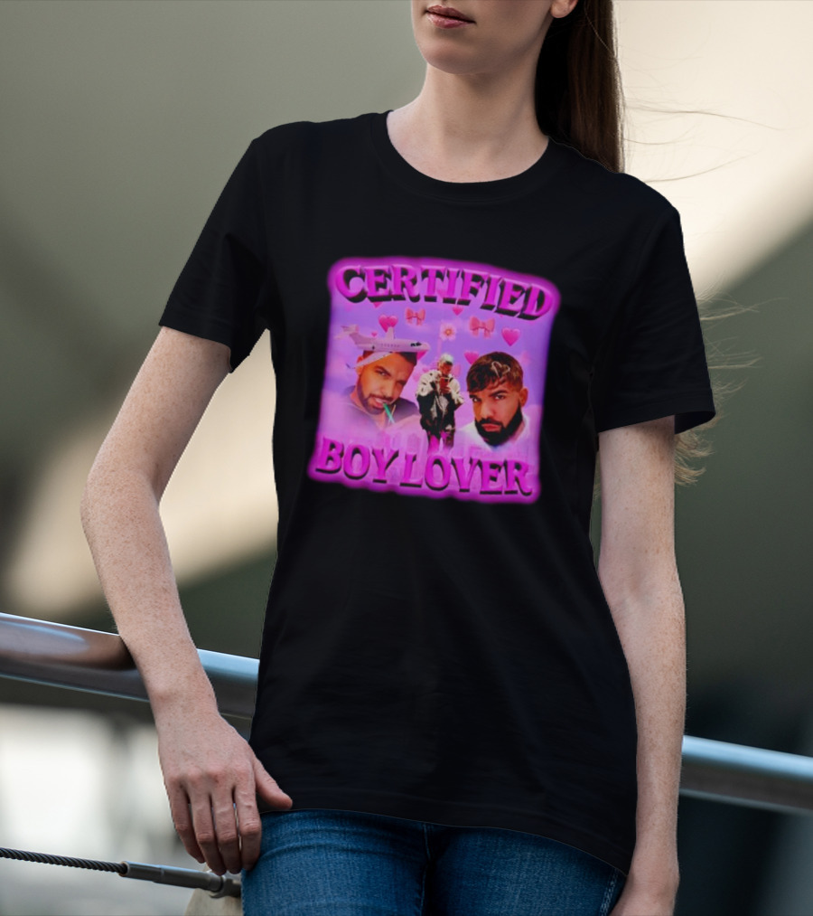 Certified Boy Lover Drake Airplane Pink Hearts T-Shirt