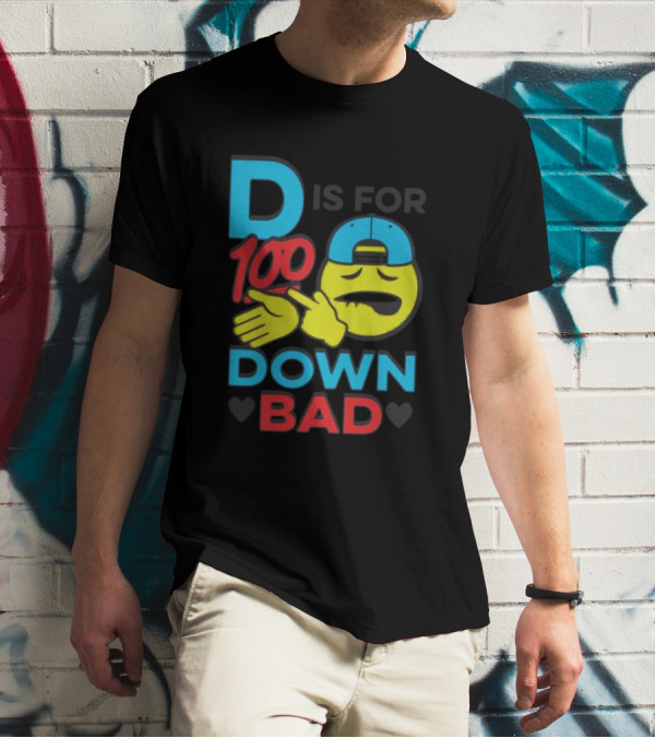 D Is For 100 Emoji Wearing Hat Hands Crossed Down Bad T-Shirt