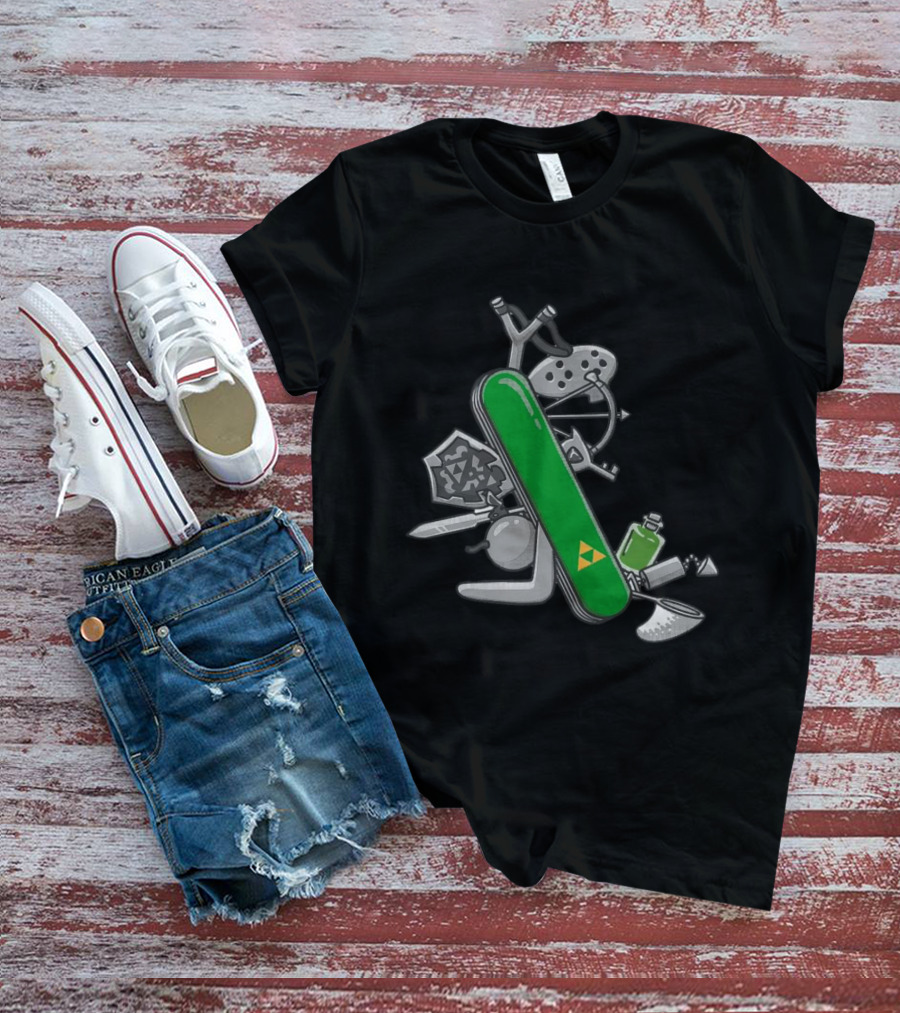 Hyrule Army Knife Multi-Tool Legend Of Zelda Iconic Symbols T-Shirt