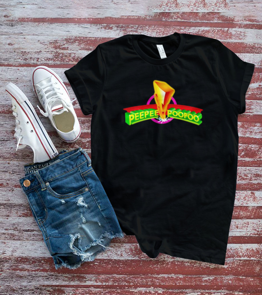 Peepee Poopoo Lightning Bolt With Power Rangers T-Shirt