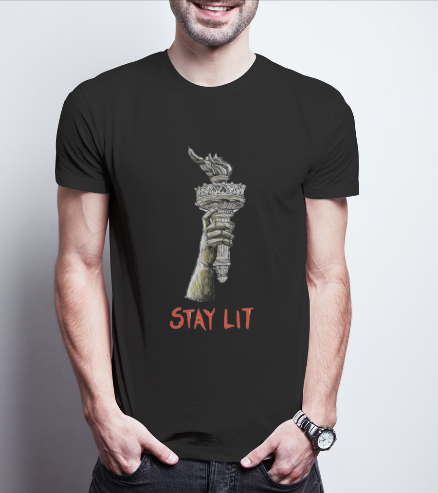 Say No To Autocracy And Fascism Stay Lit Torch Of Liberty T-Shirt