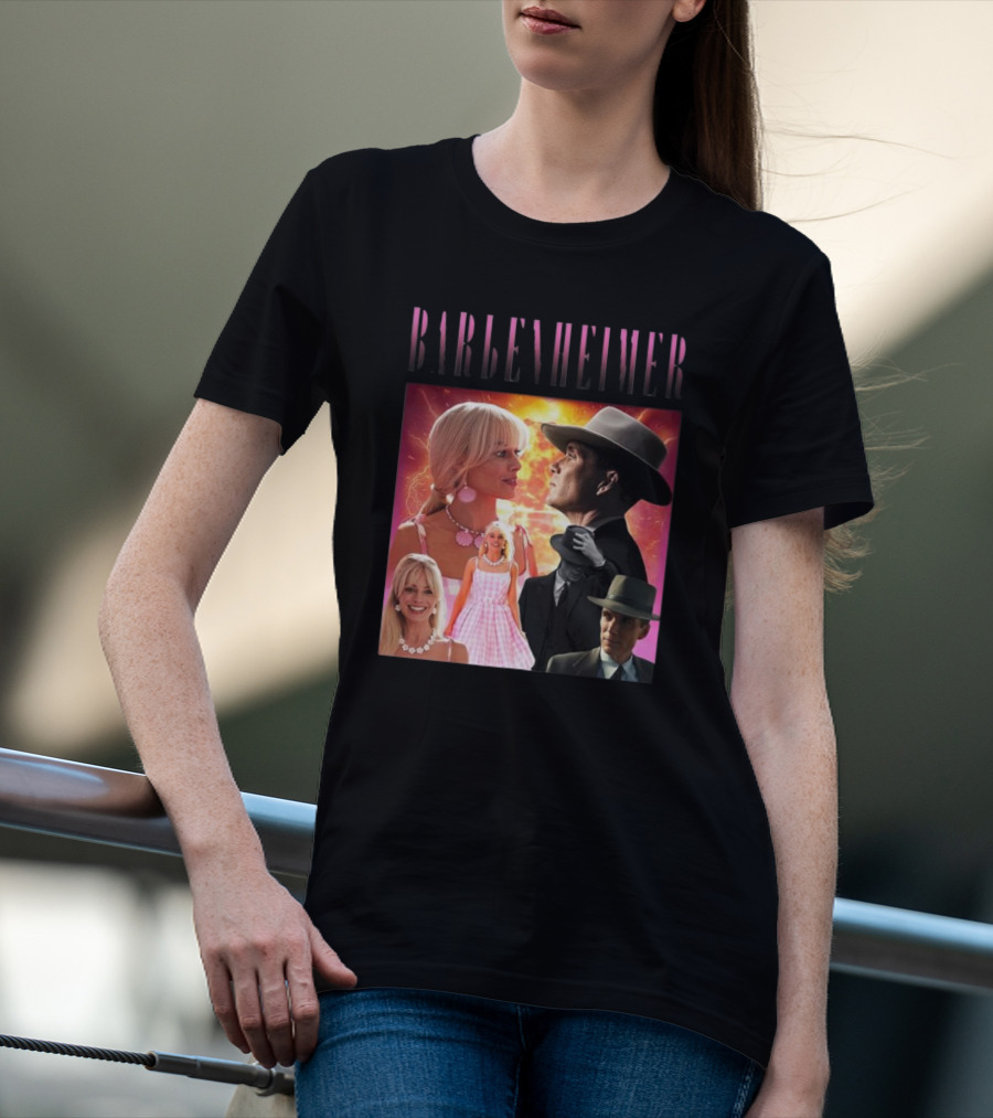 Barbenheimer Fusion Of Characters With Retro Style Elements T-Shirt