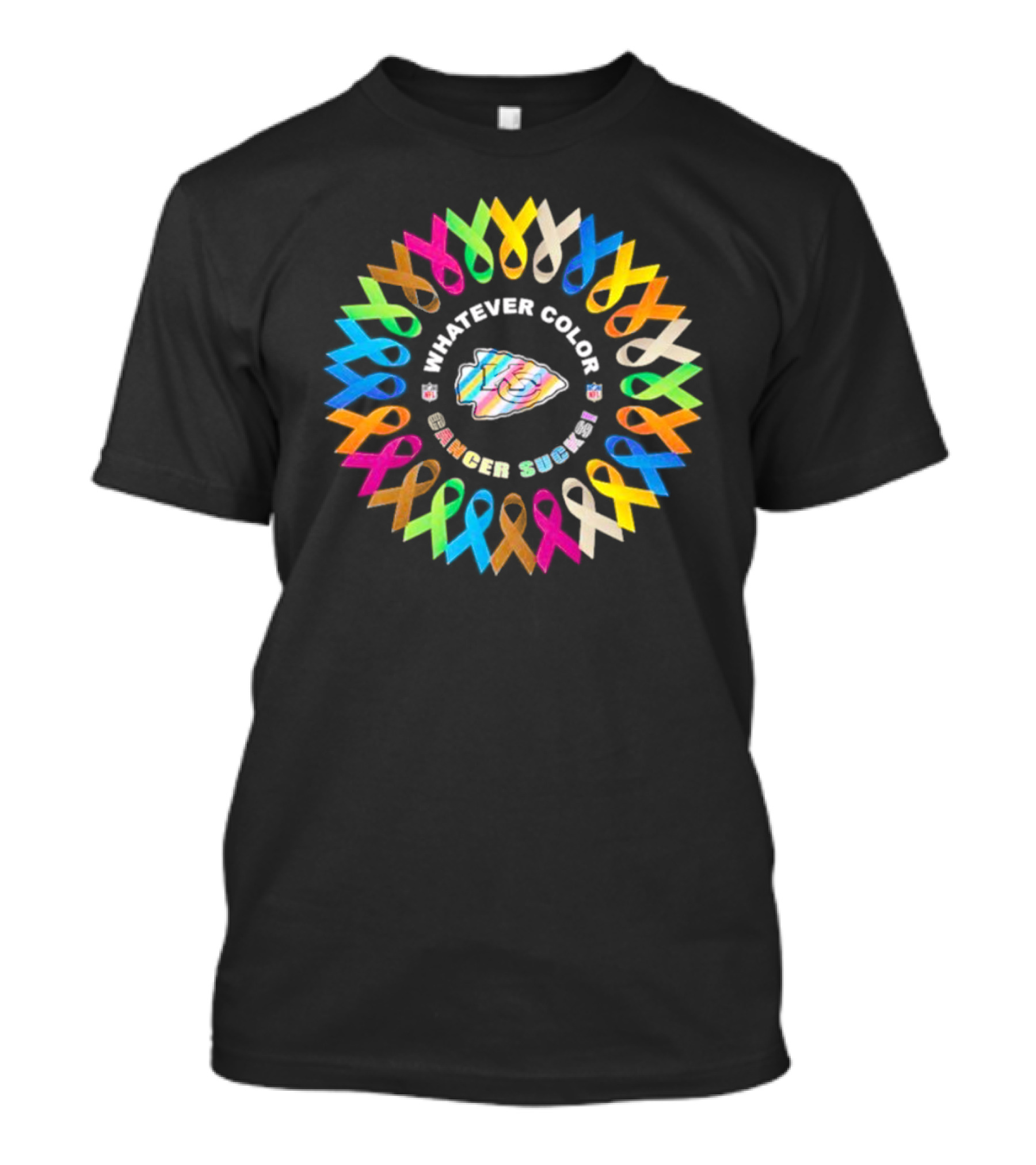 Whatever Color Cancer Sucks Kansas City Chiefs Ribbons T-Shirt