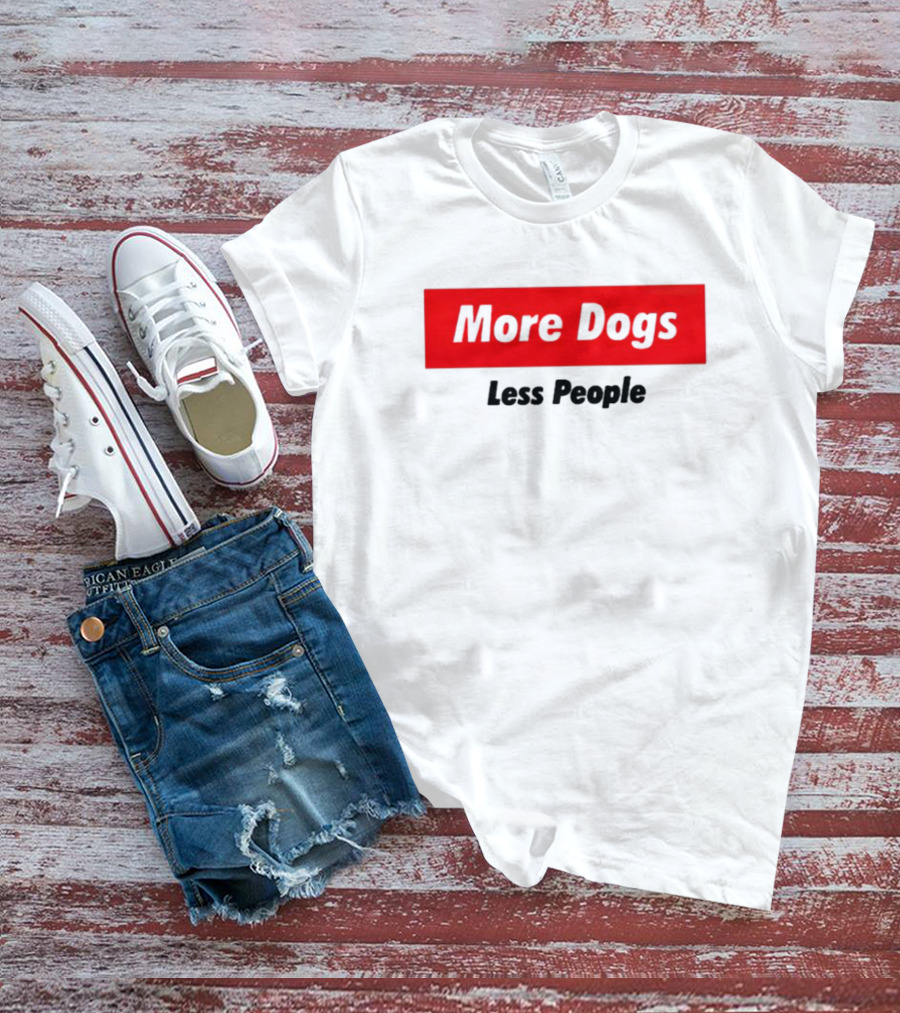 More Dogs Less People Red Box T-Shirt