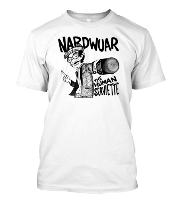 Nardwuar The Human Serviette Cartoon Character With Mic T-Shirt
