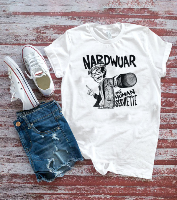 Nardwuar The Human Serviette Cartoon Character With Mic T-Shirt