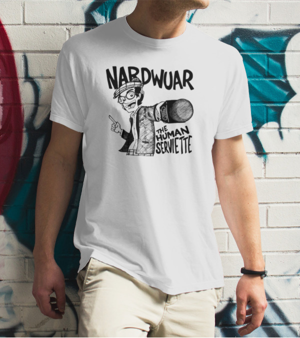 Nardwuar The Human Serviette Cartoon Character With Mic T-Shirt