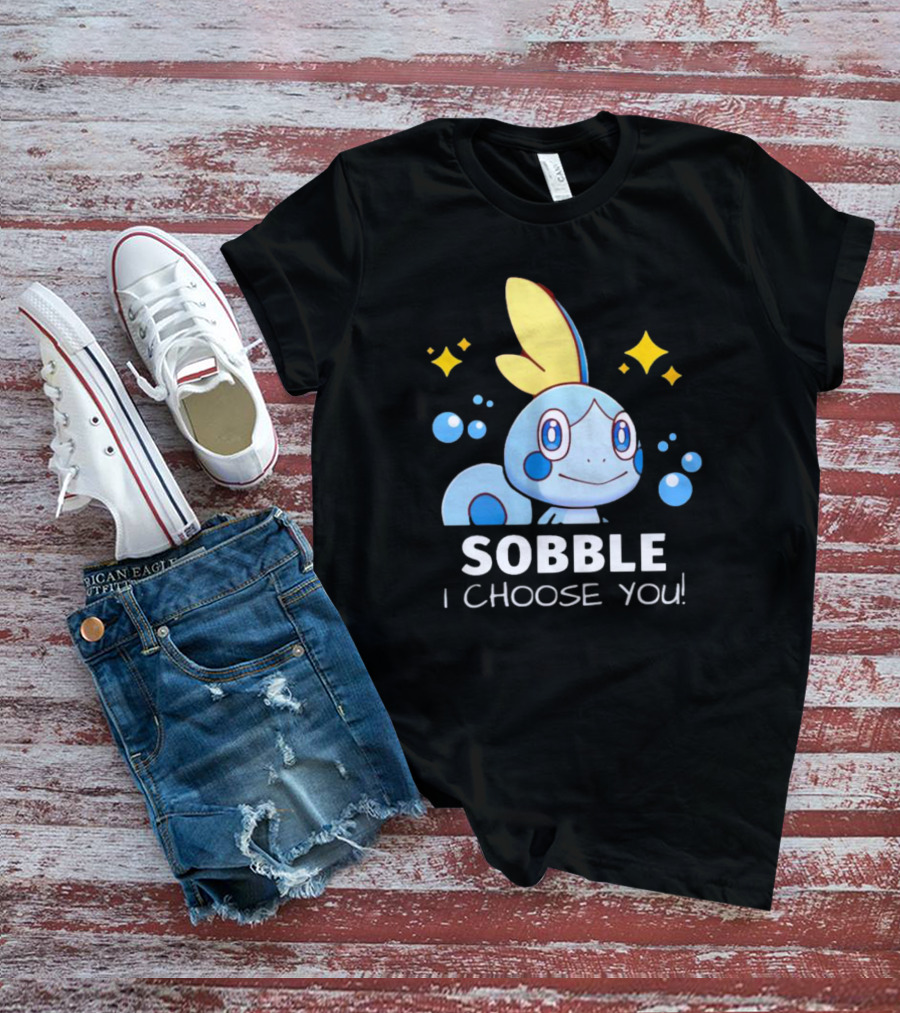 Sobble I Choose You Pokémon Character Art Sparkles And Bubbles T-Shirt