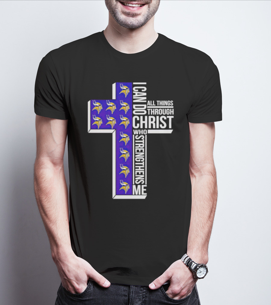 Minnesota Vikings I Can Do All Things Through Christ Who Strengthens Me Cross T-Shirt