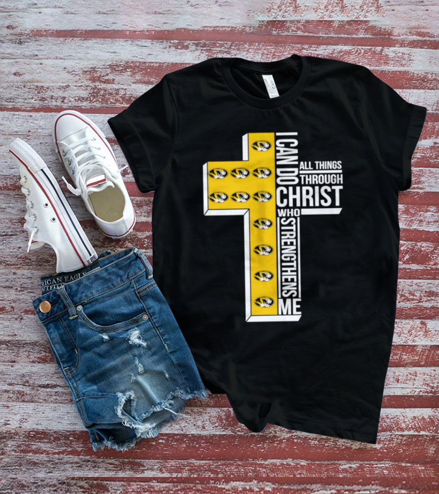 Missouri Tigers I Can Do All Things Through Christ Who Strengthens Me Cross T-Shirt