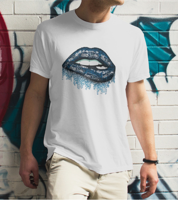 Rhinestone Lips Seattle Seahawks Logo Sparkle Fan T-Shirt