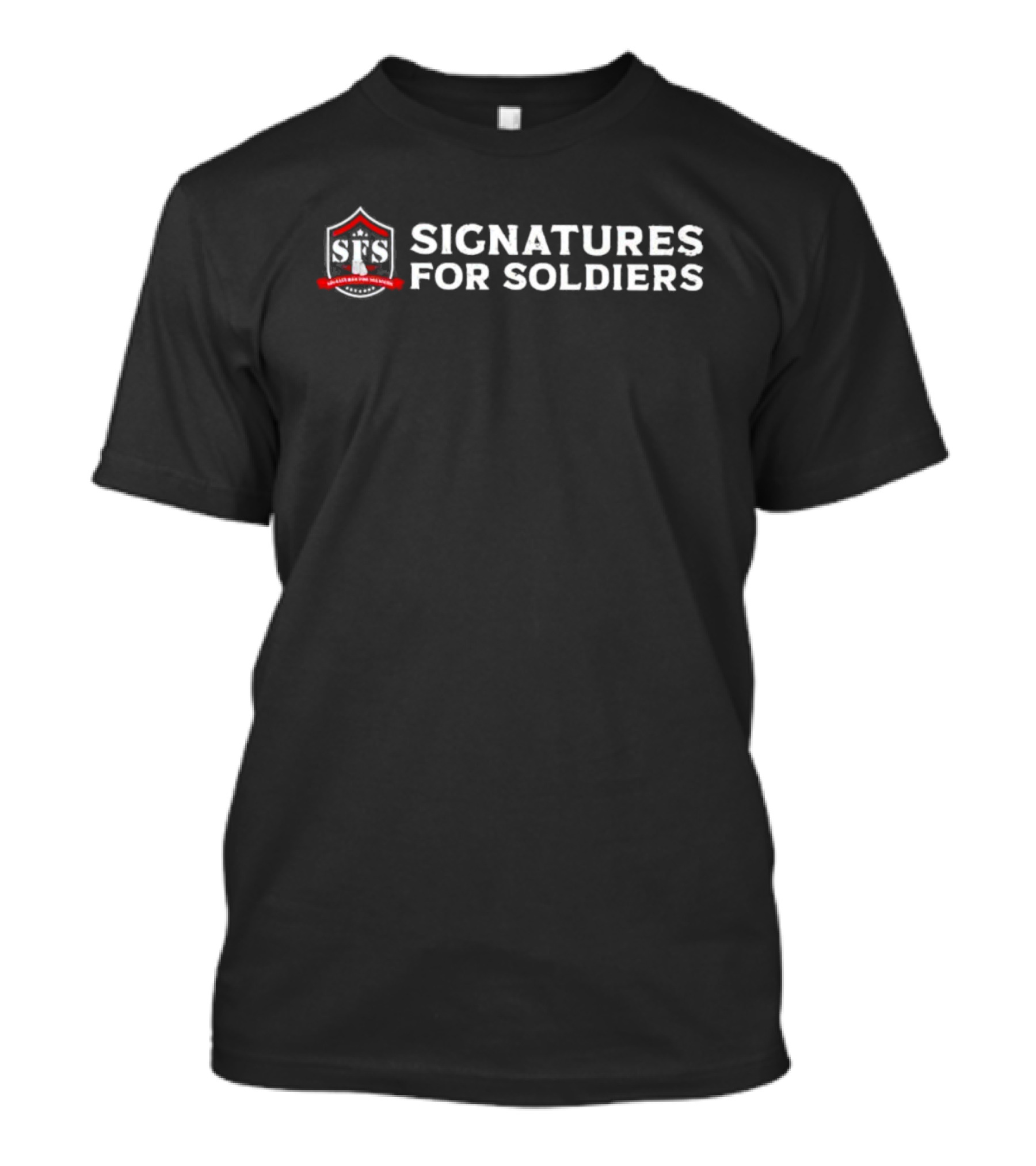 Signatures For Soldiers Logo With Shield And Red T-Shirt