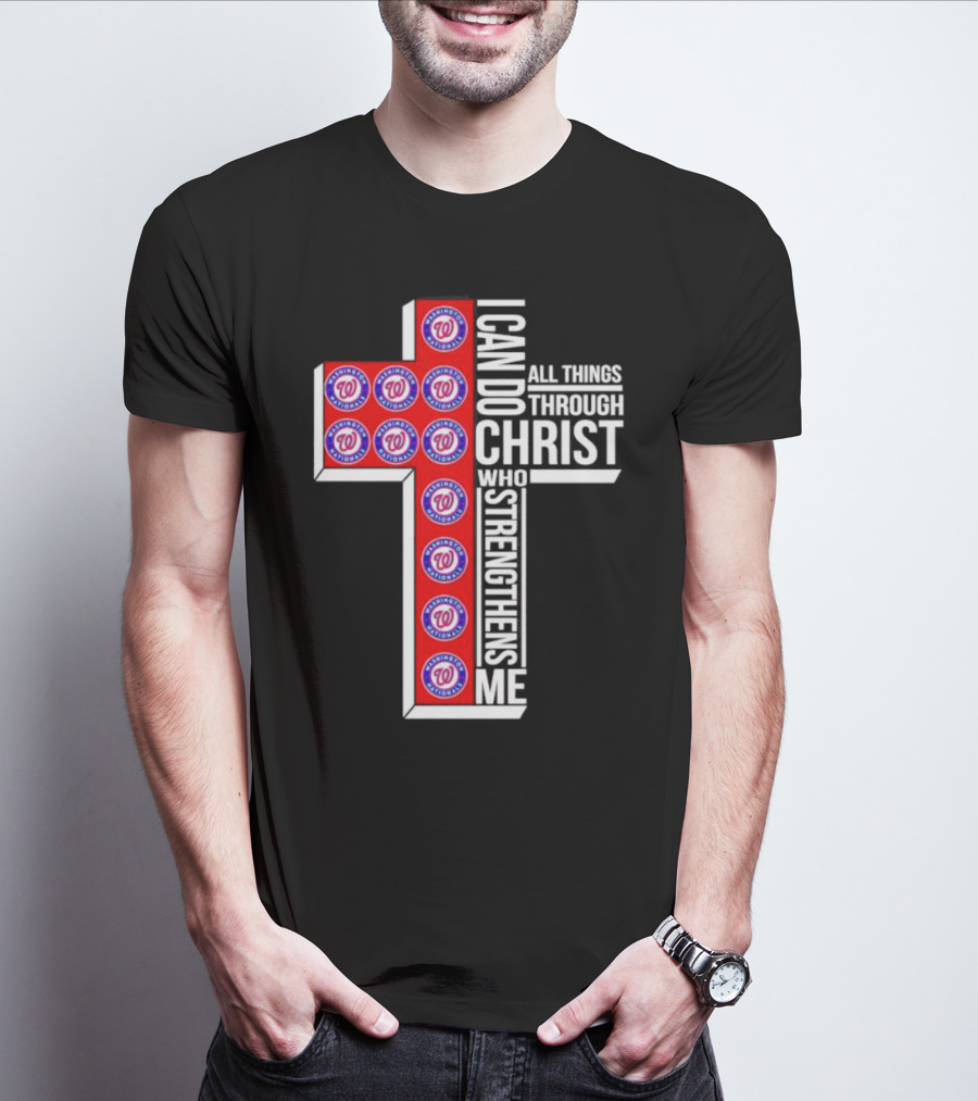 Washington Nationals I Can Do All Things Through Christ Who Strengthens Me Cross T-Shirt