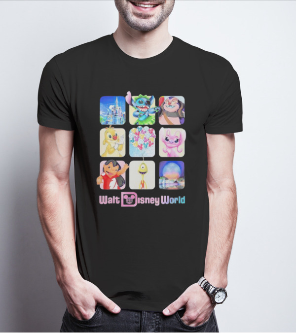 Walt Disney World Lilo Stitch Angel Experiment 626 Spaceship Earth Cinderella Castle T-Shirt
