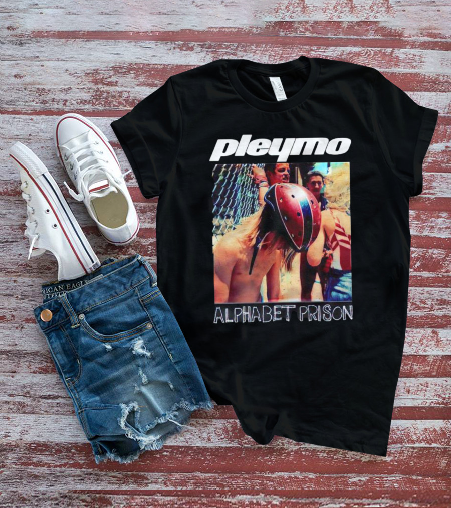 Pleymo Alphabet Prison Helmeted Figure By Fence T-Shirt