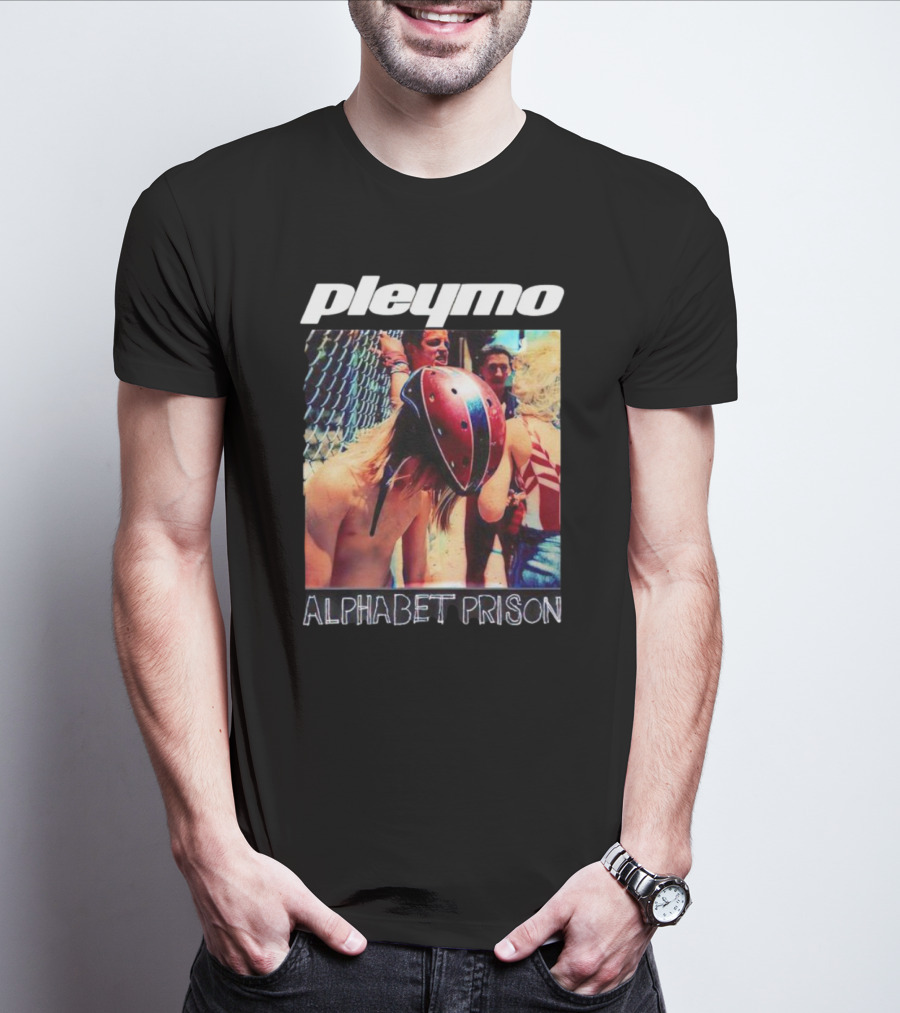 Pleymo Alphabet Prison Helmeted Figure By Fence T-Shirt