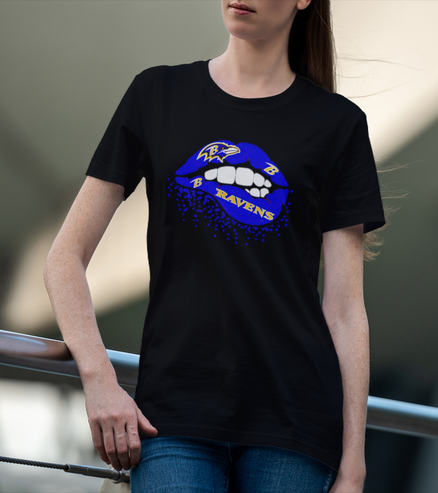 Baltimore Ravens B Lip Logo Blue And White Fan T-Shirt