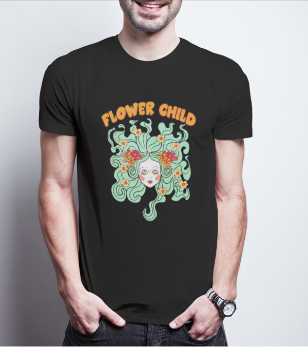 Flower Child Feminist Groovy Floral Goddess Hair T-Shirt