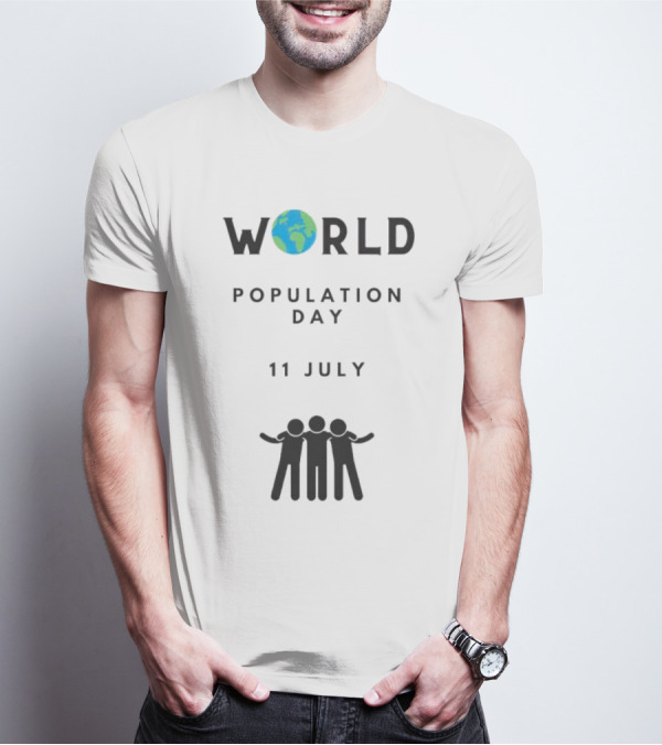 World Population Day 11 July Earth And Unity T-Shirt
