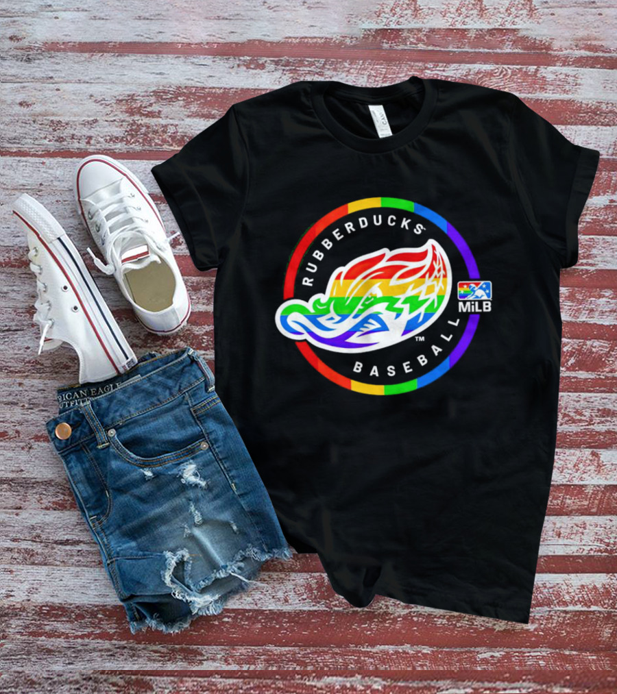 Akron RubberDucks Baseball MiLB Pride Logo Rainbow T-Shirt
