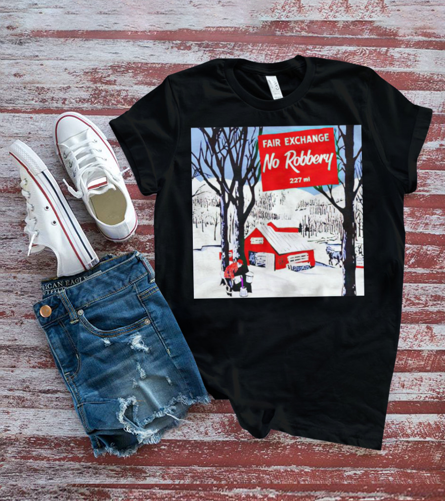 Fair Exchange No Robbery 227 Ml Winter Scene With Red Barn T-Shirt