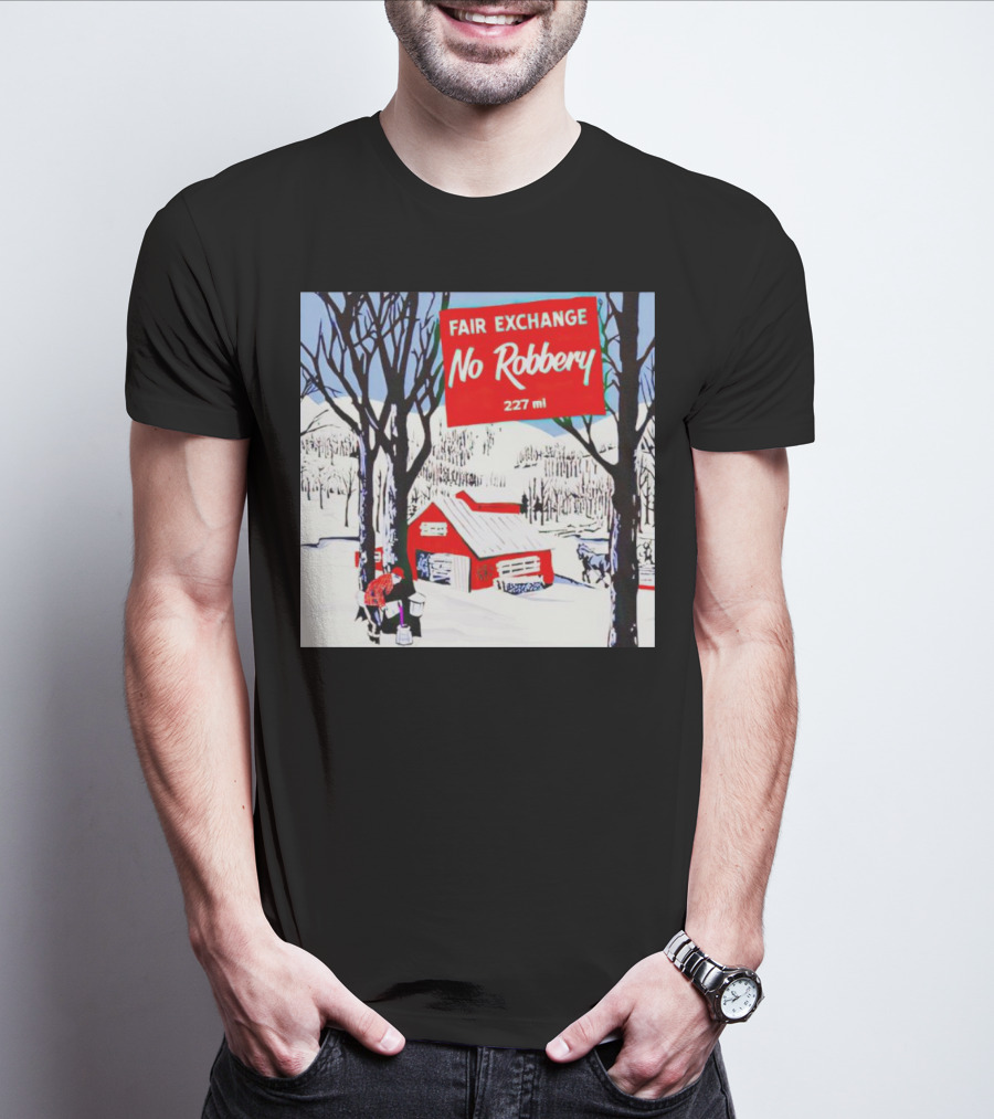 Fair Exchange No Robbery 227 Ml Winter Scene With Red Barn T-Shirt