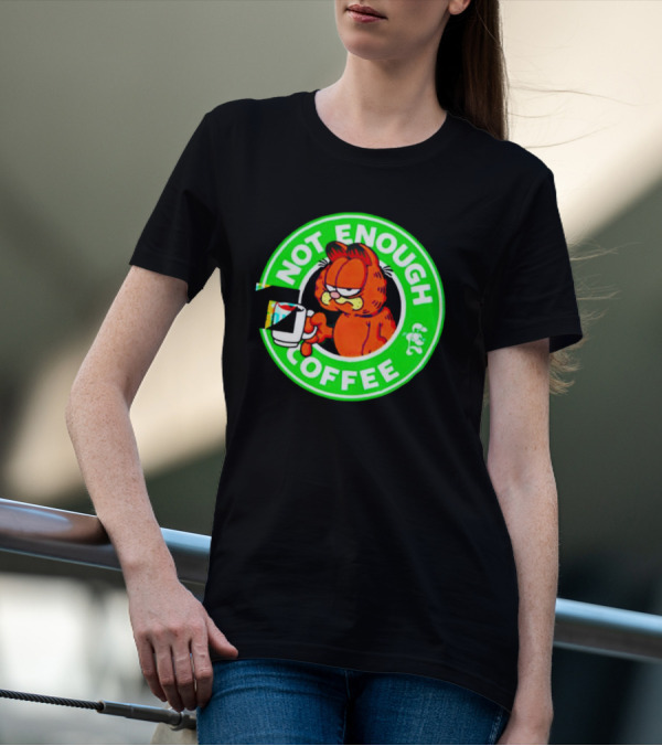 Garfield Not Enough Coffee Circular Green Badge Mood T-Shirt