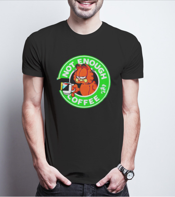 Garfield Not Enough Coffee Circular Green Badge Mood T-Shirt
