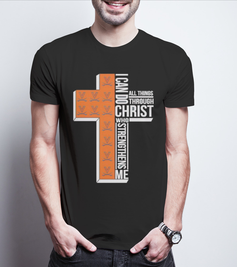Men’s Virginia Cavaliers Christian Faith I Can Do All Things Through Christ Cross T-Shirt