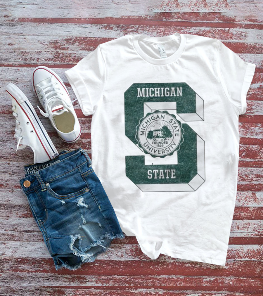 Michigan State University Vintage Seal Large S Emblem T-Shirt