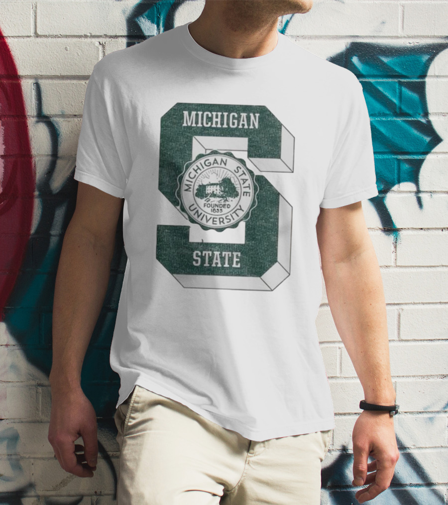 Michigan State University Vintage Seal Large S Emblem T-Shirt