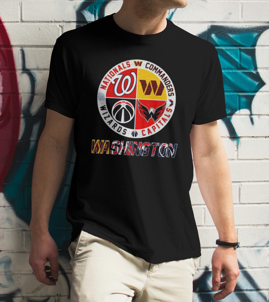 Washington Nationals Commanders Wizards Capitals Sports Team T-Shirt