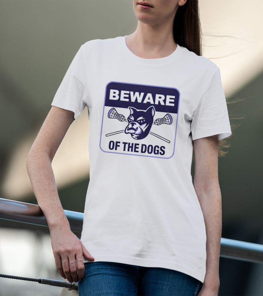 Waterdogs Lacrosse Club Beware Of The Dogs Iconic Logo With Lacrosse Sticks T-Shirt