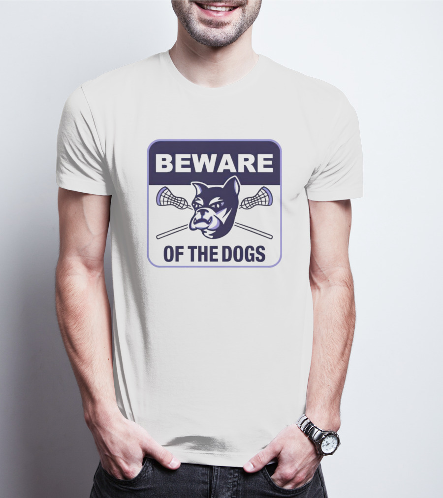 Waterdogs Lacrosse Club Beware Of The Dogs Iconic Logo With Lacrosse Sticks T-Shirt