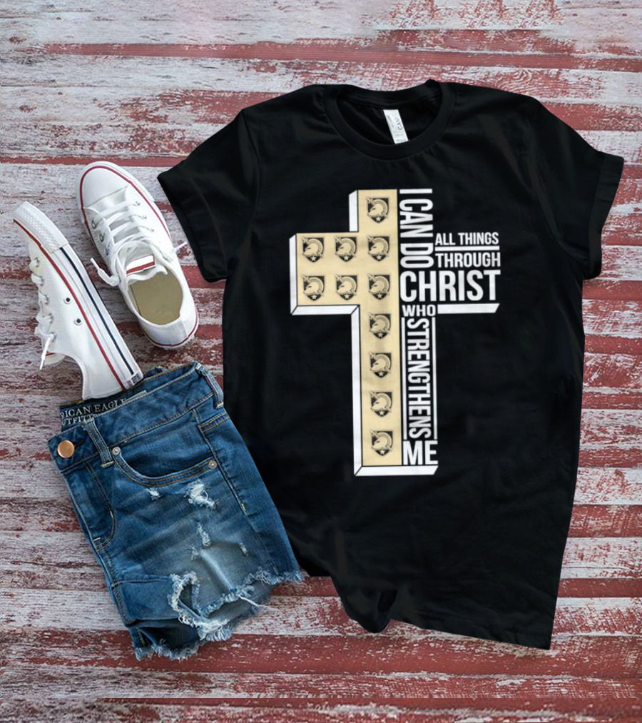 Black Knights I Can Do All Things Through Christ Who Strengthens Me Cross T-Shirt