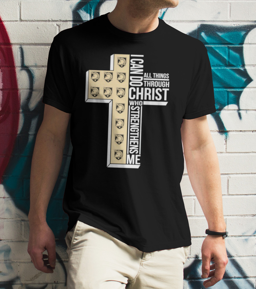 Black Knights I Can Do All Things Through Christ Who Strengthens Me Cross T-Shirt