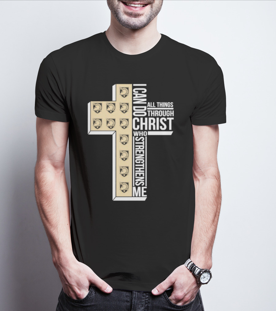 Black Knights I Can Do All Things Through Christ Who Strengthens Me Cross T-Shirt