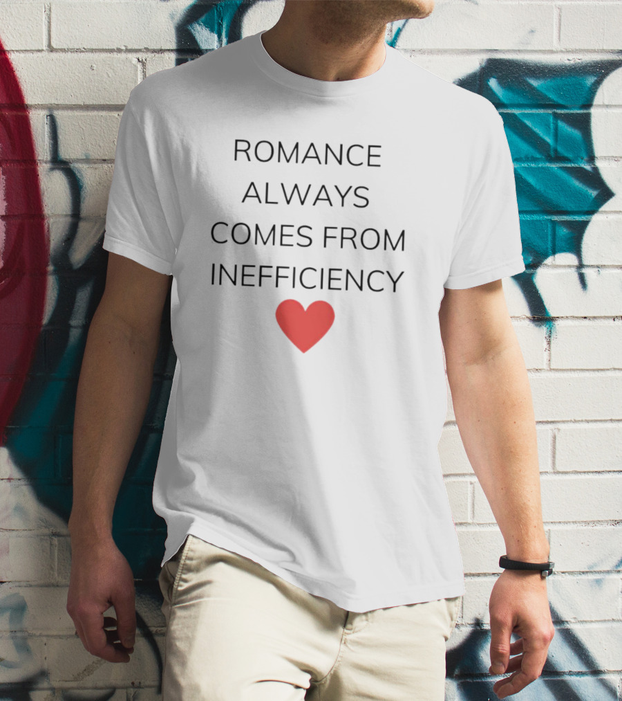 Romance Always Comes From Inefficiency Heart T-Shirt
