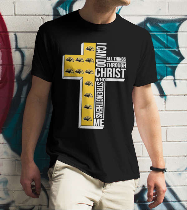 Southern Miss Golden Eagles I Can Do All Things Through Christ Who Strengthens Me Cross T-Shirt