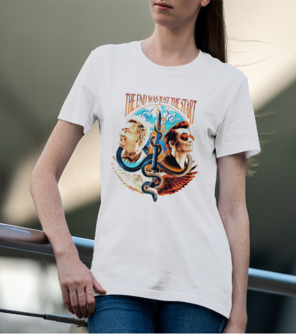 The End Was Just The Start Good Omens Angel And Demon Symbolic T-Shirt