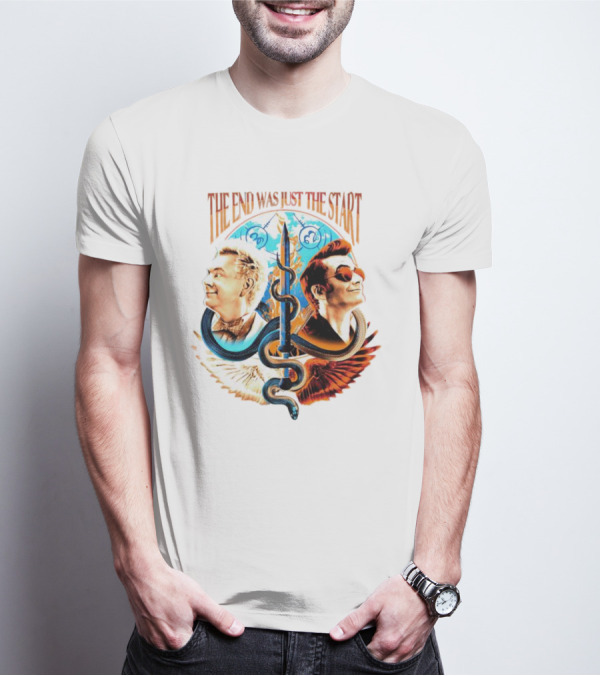 The End Was Just The Start Good Omens Angel And Demon Symbolic T-Shirt