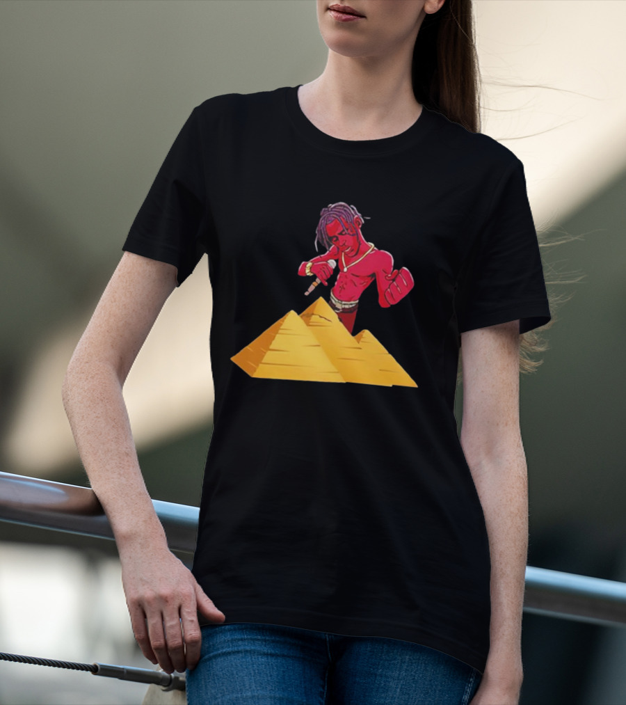 Travis Scott Pyramids Cartoon Red Figure Pyramid T-Shirt