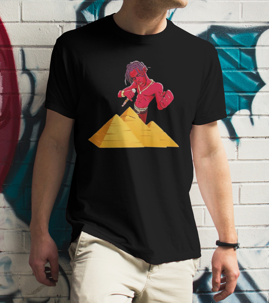 Travis Scott Pyramids Cartoon Red Figure Pyramid T-Shirt