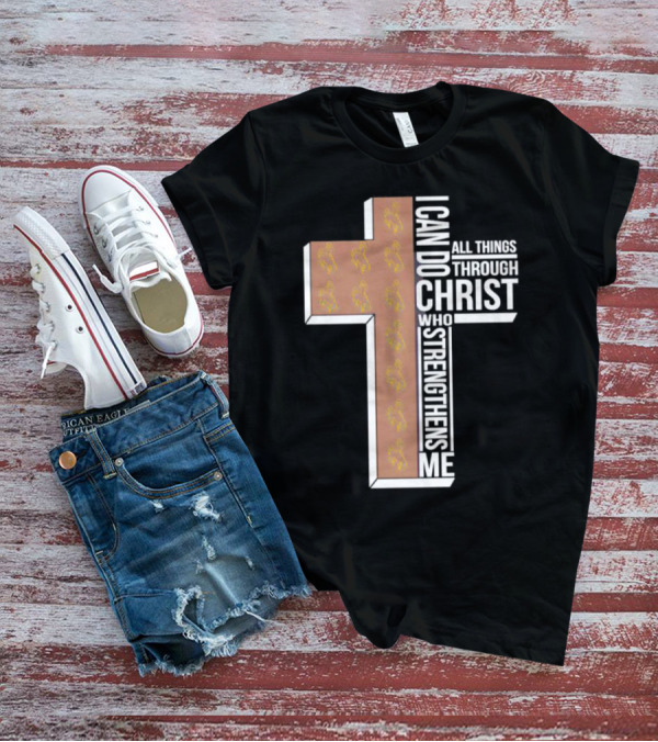 Wyoming Cowboys I Can Do All Things Through Christ Who Strengthens Me Cross T-Shirt
