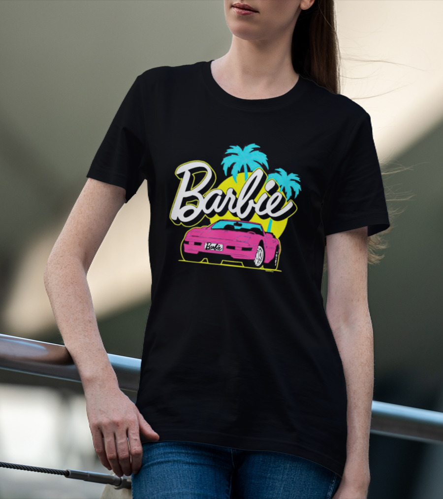 Barbie Malibu Pink Car And Palm Trees T-Shirt
