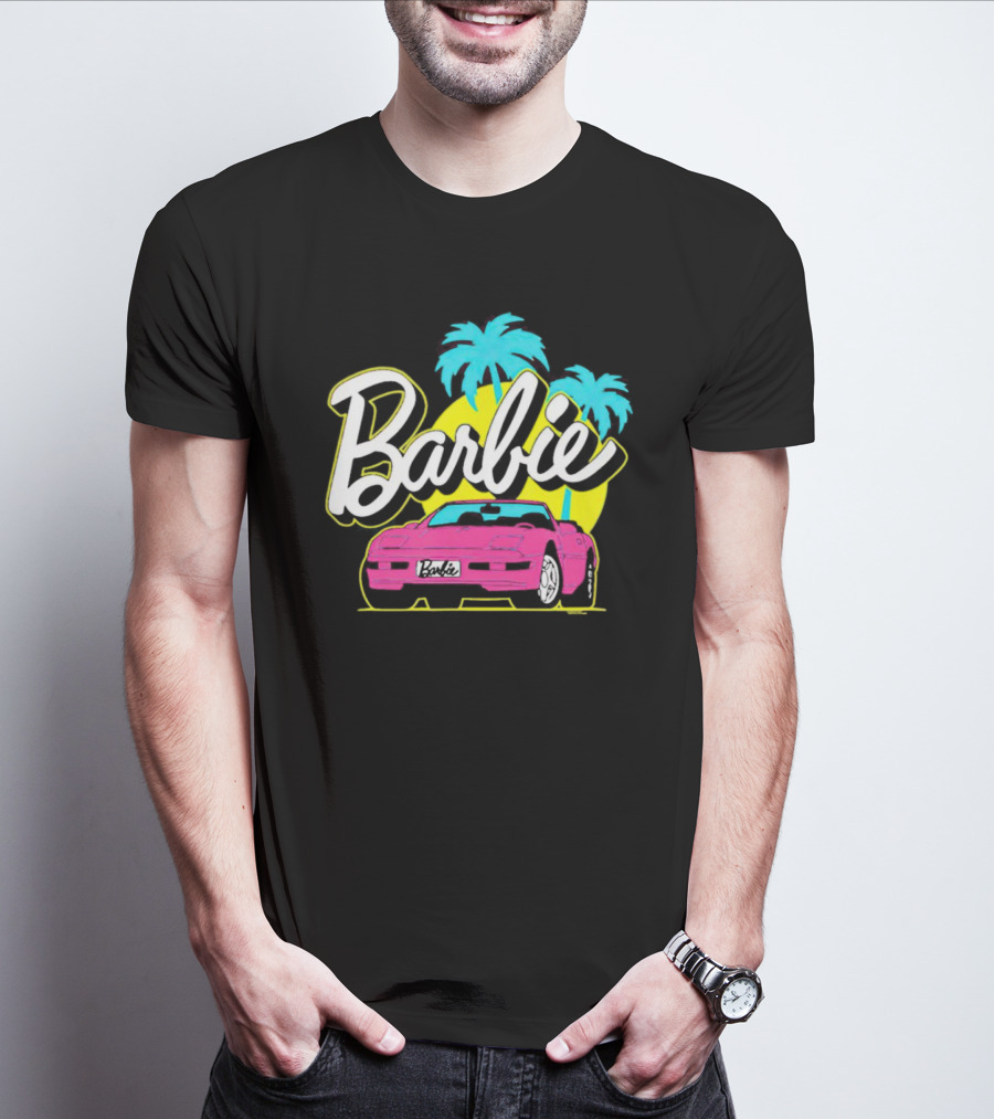 Barbie Malibu Pink Car And Palm Trees T-Shirt