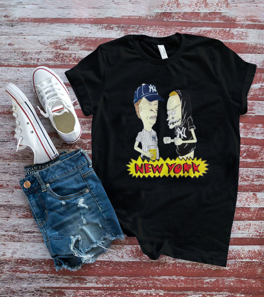 Beavis And Butt-Head New York Yankees Cartoon Characters In Baseball Gear T-Shirt