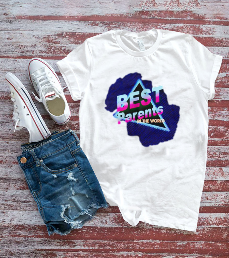BEST Parents IN THE WORLD Retro Neon Triangle T-Shirt